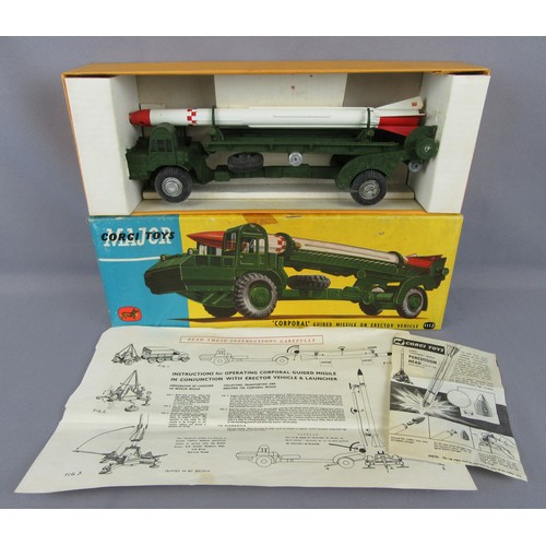 313 - CORGI TOYS 1113 Corporal Guided Missile on Erector Vehicle. Excellent Plus in an Excellent Box.