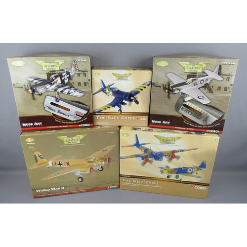 349 - CORGI AVIATION ARCHIEVE to include AA33010 Vought F4U-7 Corsair, US32213 P-51K Mustang, US32218 P-51... 