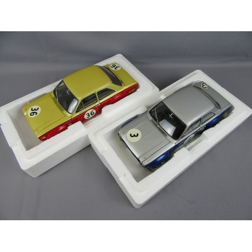 417 - MINICHAMPS 1:18 Ford Escort Mk.1 TC, 2 examples, ADAC 500KM 1968 (no mounting screws) and GP Der Tou... 