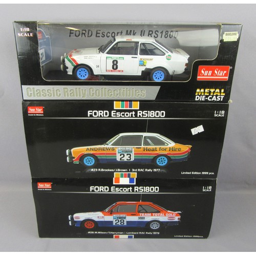 423 - SUNSTAR 1:18 Ford Escort RS1800 to include ‘Castrol’, ‘Andrews’ and ‘Team Total Gold’ (damaged mirro... 