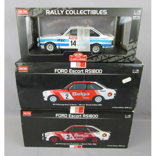 424 - SUNSTAR 1:18 Ford Escort RS1800 to include ‘Fisher’, ‘Belga #2’ (no mounting screws) and ‘Belga #3’ ... 