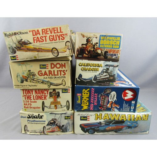 542 - REVELL 1:16 DRAGSTER Model Kits to include ‘Hawaiian’ (appears unused), ‘Kuhl + Olsen’ (incomplete),... 