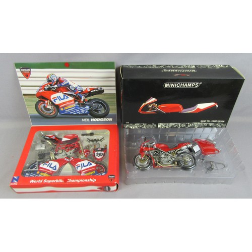 554 - MINICHAMPS / NEWRAY 1:12 Ducati 996 ‘Street Version’ and 999 F03 ‘Neil Hodgson’. Mint in Excellent B... 