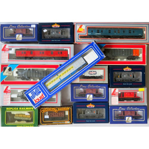 565 - BACHMANN / LIMA / REPLICA RAILWAYS etc. 00 gauge 16 x Rolling Stock (2 x Coaches, 14 x Goods Wagons)... 