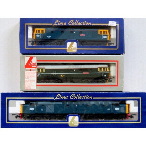 575 - LIMA 00 gauge Diesel Locos comprising: Class 40 No. 200 BR blue, Class 33 “Ashford” No. 33052 BR blu... 