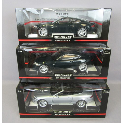 65 - MINICHAMPS 1/18 Jaguar XK Coupe and Convertible, Mint in Excellent to Near Mint Plus Boxes. (3)