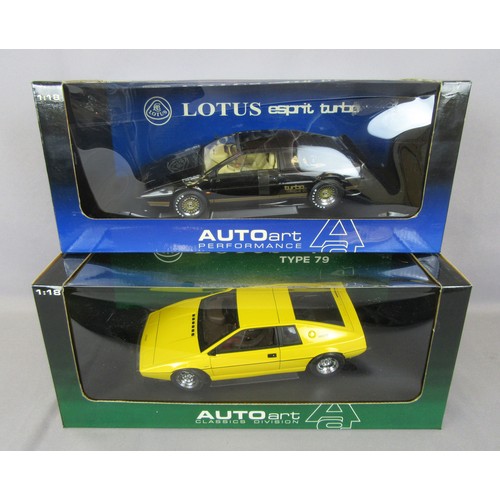 68 - AUTOART 1/18 Lotus Esprit Type 79 and Lotus Esprit Turbo (wing mirror detached – box window split). ... 