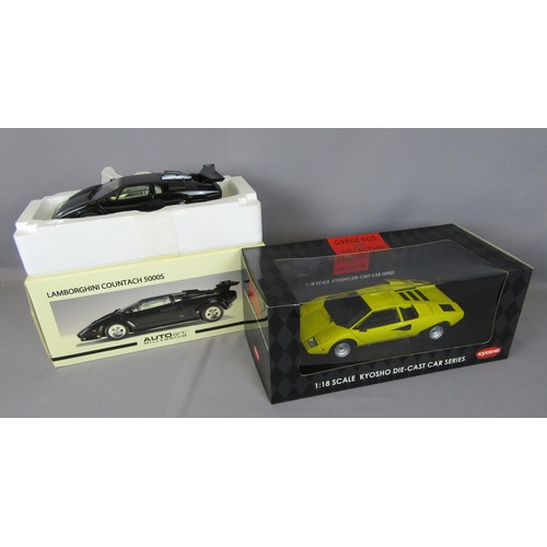 72 - AUTOART 1/18 Lamborghini Countach 5000S and Kyosho Lamborghini Countach LP400. Mint in Near Mint Plu... 