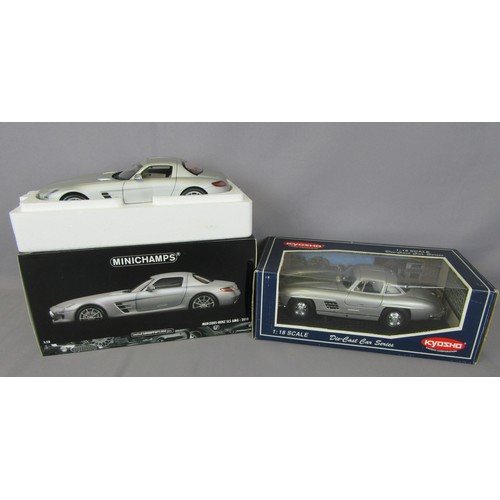 80 - MINICHAMPS 1/18 ’10 Mercedes-Benz SLS AMG and Kyosho Mercedes-Benz 300SL. Mint in Near Mint Plus Box... 