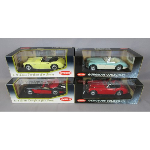 82 - KYOSHO 1/18 Austin Healey group to include 100, 3000 Mk.I, 3000 Mk.II and 3000 Mk.III  Mint in Near ... 