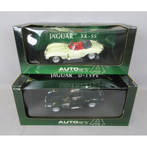 83 - AUTOART 1/18 Jaguar D-Type Short Nose (OVC 501) and Jaguar XKSS. Mint in Near Mint Boxes.