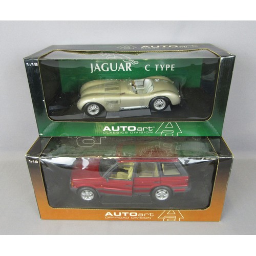 84 - AUTOART 1/18 Jaguar C-Type and Range Rover 4.6HSE. Mint in Excellent Boxes. (2)