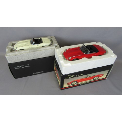 85 - AUTOART 1/18 Jaguar E-Type Series 3 V12 Roadster and Jaguar E-Type Series 1 Roadster. Mint in Near M... 