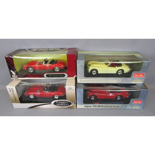 87 - SUNSTAR 1/18 2x Jaguar XK140 Drophead, Road Signature 1971 Jaguar E-Type and Grandes Marques 1967 Ja... 