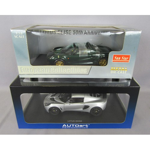 88 - AUTOART 1/18 Lotus Exige and Sunstar Lotus Elise 50th Anniversary. Mint in Near Mint Boxes. (2)