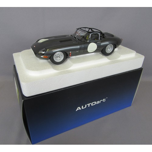 95 - AUTOART 1/18 Jaguar E-Type Lightweight (73647), dark grey with removeable roof. Mint in Mint Box.