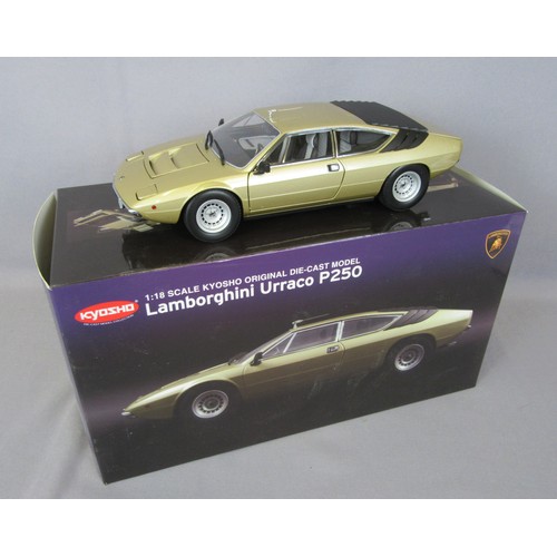 99 - KYOSHO 1/18 Lamborghini Urraco P250 in Gold. Mint in Mint Box.