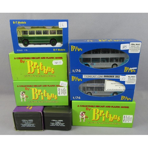 524 - BRITBUS 1:76 Buses and Coaches plus 1x B-T Models. Mint in Near Mint to Mint Boxes. (8)