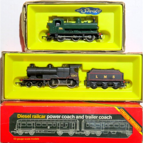 534 - HORNBY 00 gauge Locos comprising: R450 Class 2P 4-4-0 Loco and Tender No. 690 LMS black, R051 0-6-0 ... 