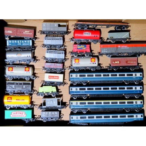 545 - HORNBY etc. 00 gauge 26 x Rolling Stock comprising: 4 x Intercity blue and grey Coaches – require co... 