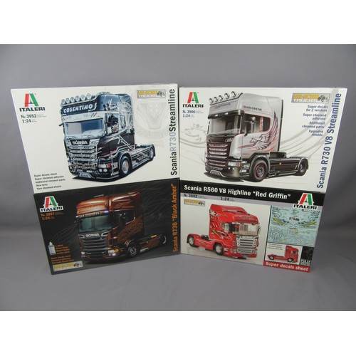 220 - ITALERI 1:24 TRUCK model kits to include 4x Scania Trucks, in Near Mint Unopened Boxes. (4)