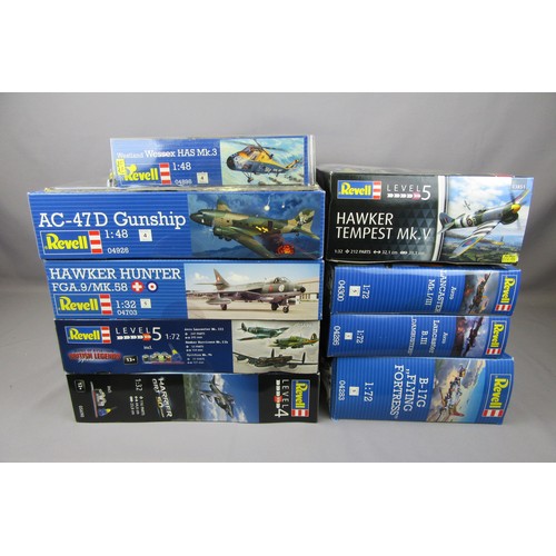 226 - REVELL Model Aircraft Kits to include Hawker Hunter, Avro Lancaster and others, in Excellent Unopene... 