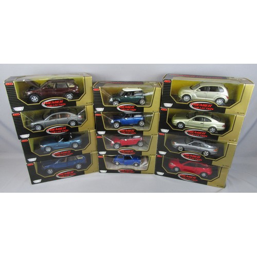 326 - MOTORMAX 1:18 Cars to include Mini, Ford, Porsche and BMW. Mint in Near Mint to Mint Boxes. (12)