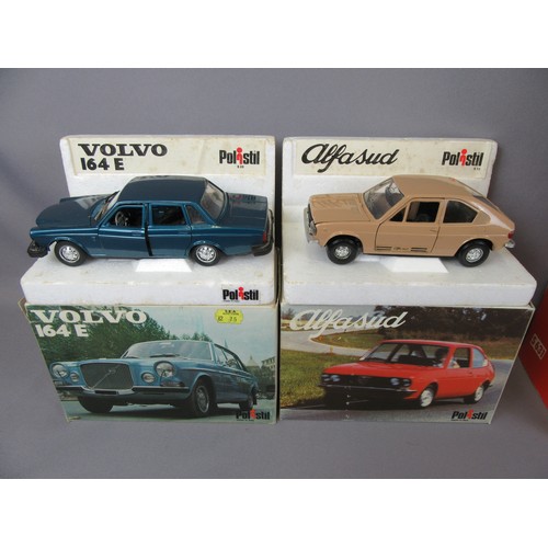 331 - POLISTIL 1:25 Cars to include Fiat 126, Fiat 128 Rally, Alfasud, Volvo 164E (tarnished chrome), Jagu... 