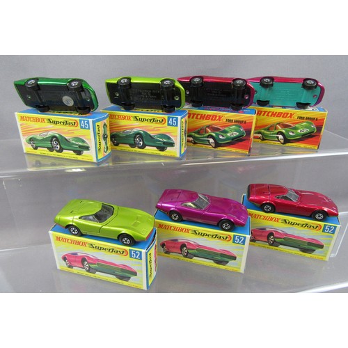 403 - MATCHBOX SUPERFAST 3x No.52 Dodge Charger and 4x No.45 Ford Group 6. Near Mint to Mint including Box... 