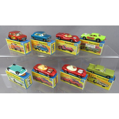 404 - MATCHBOX SUPERFAST group of cars to include 2x No.36 Draguar, No.31 Lincoln, No.41 Ford GT, No.29 Ra... 