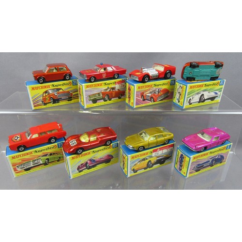 405 - MATCHBOX SUPERFAST group of cars to include No.29 Racing Mini, No.59 Fire Chief Car, No.19 Road Drag... 