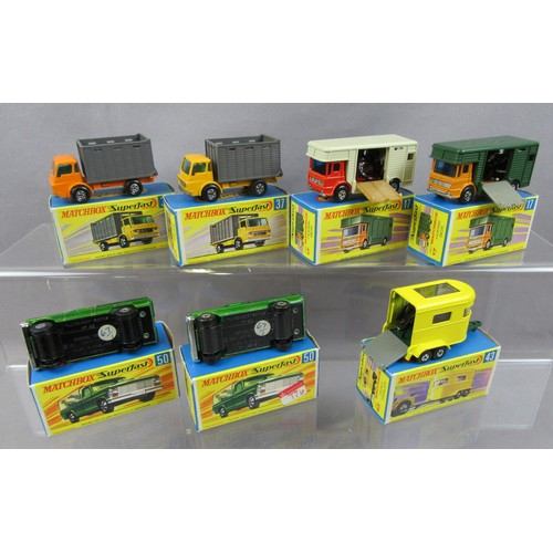 418 - MATCHBOX SUPERFAST 2x No.37 Dodge Cattle Truck, 2x No.50 Kennel Truck, 2x No17 AEC Horse Box and No.... 