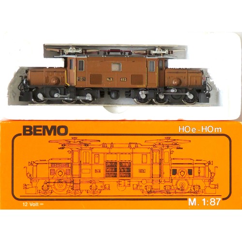 93 - BEMO HOm gauge 1255 RhB Class Ge 6/6 “Krokodil” Twin Pantograph Overhead Electric Loco No. 405 RhB b... 