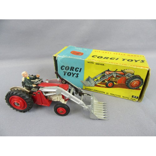 113 - CORGI TOYS No.57 Massey-Ferguson 65 Tractor with Fork. Near Mint in a Good Plus Box.