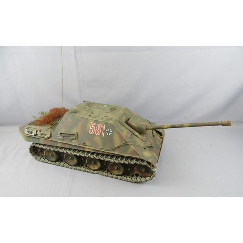 130 - REMOTE CONTROL German Jagdpanther Tank, unknown make with metal body, approx. 29” in length.  Very G... 