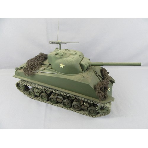 131 - REMOTE CONTROL Tamiya 1:16 scale Sherman Tank, Very Good, untested, no controller.