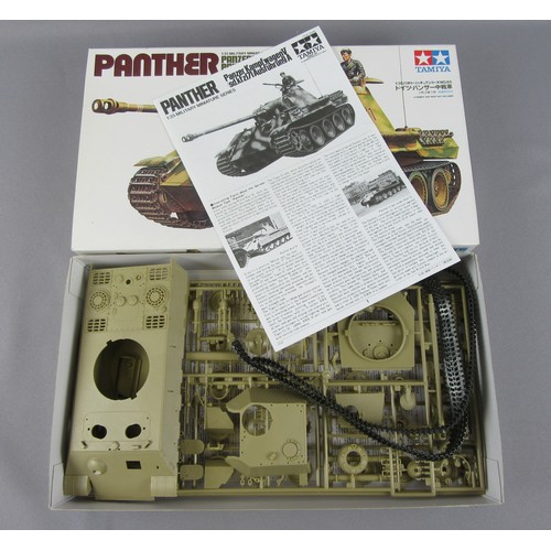 132 - MODEL KITS to include Tamiya 1:35 Panther Tank, Airfix Diving Submarine and Gonio 1:24 M3 Half Track... 