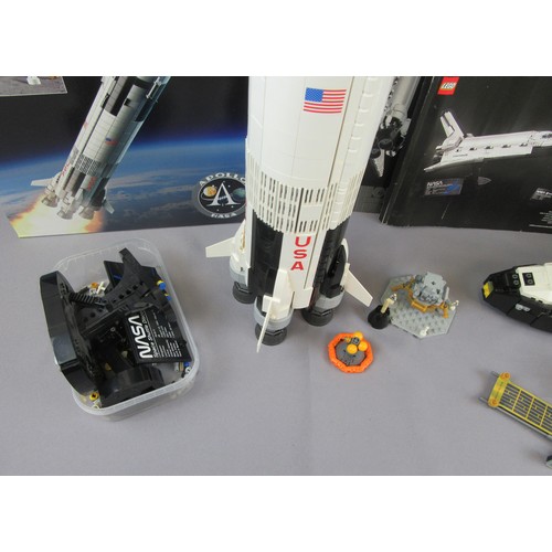 504 - LEGO CREATOR EXPERT Apollo Saturn V (92176) and Space Shuttle Discovery (10283), both appear incompl... 