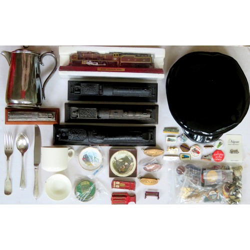 584 - MEMORABILIA – railway related – to include: LMS silver-plated Coffee Pot, ceramic Cup and Bowl, 3 x ... 