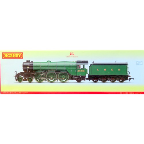 179 - HORNBY (China) 00 gauge R3132 Class A3 4-6-2 “Book Law” Loco and Tender No. 2599 LNER lined green wi... 
