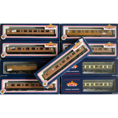 234 - BACHMANN 00 gauge 9 x Coaches comprising: 7 x LNER Thompson Teak Coaches (4 x 34-477, 1 x 34-427, 1 ... 