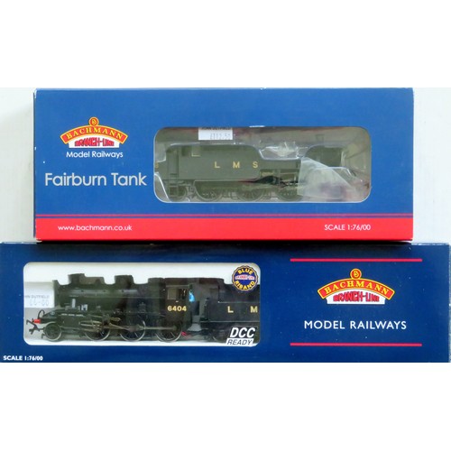 298 - BACHMANN 00 gauge LMS Locos comprising: 32-827 Ivatt Class 2MT 2-6-0 Loco and Tender No. 6404 LMS bl... 