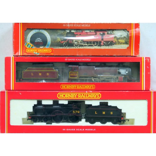 304 - HORNBY 00 gauge LMS Locos comprising: R2099A Class 2P 4-4-0 Loco and Tender No. 579 LMS lined black,... 