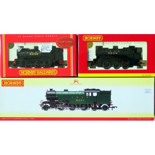 308 - HORNBY (China) 00 gauge LNER Locos comprising: R2912 Thompson L1 2-6-4 Tank Loco No. 9001 LNER green... 