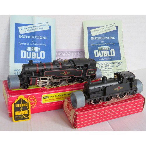 71 - HORNBY DUBLO 2-rail Locos comprising: 2218 2-6-4 Tank Loco No. 80033 BR black with Instructions, Gua... 