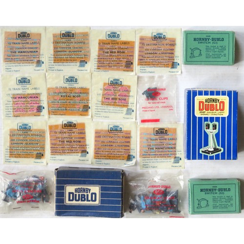 75 - HORNBY DUBLO Accessories comprising: 11 x Packs Loco and Name Labels and Coach Boards to include: Th... 