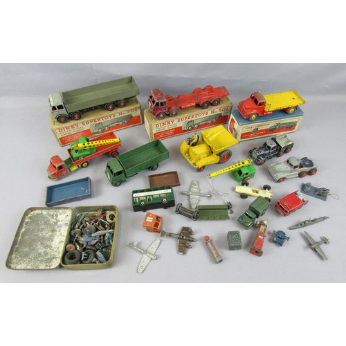 357 - DINKY SUPERTOYS, 2x 501 Foden 8 Wheel wagon, 531 Leyland Comet Lorry, plus other unboxed Dinky, Cres... 