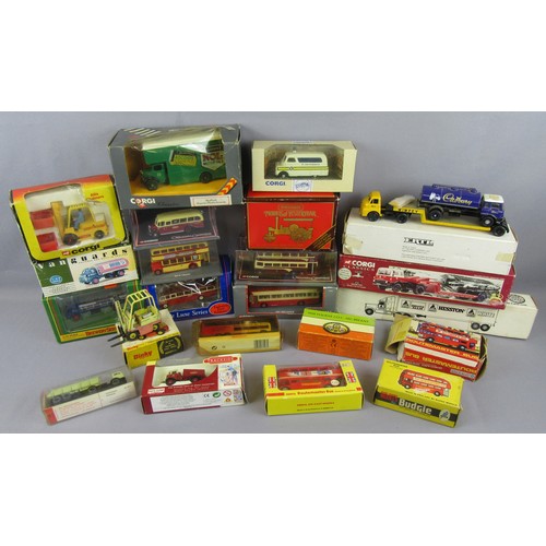 361 - CORGI / MoY / DINKY group of buses and commercials to include Dinky 404 Fork Lift Truck. Good to Min... 