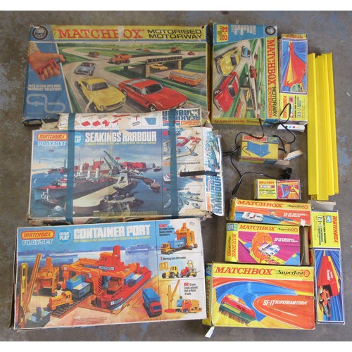 374 - MATCHBOX PLAYSETS to include PS-1 Container Port, PS-2 Seakings Harbour, Matchbox Motorway & Accesso... 