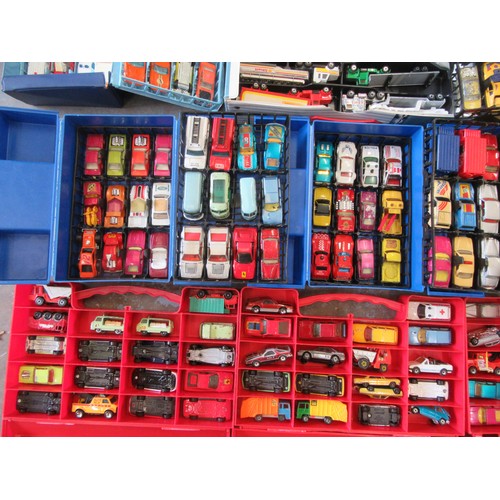 379 - MATCHBOX SUPERFAST / CONVOY, large quantity of unboxed models contained within 11 Matchbox Carry Cas... 